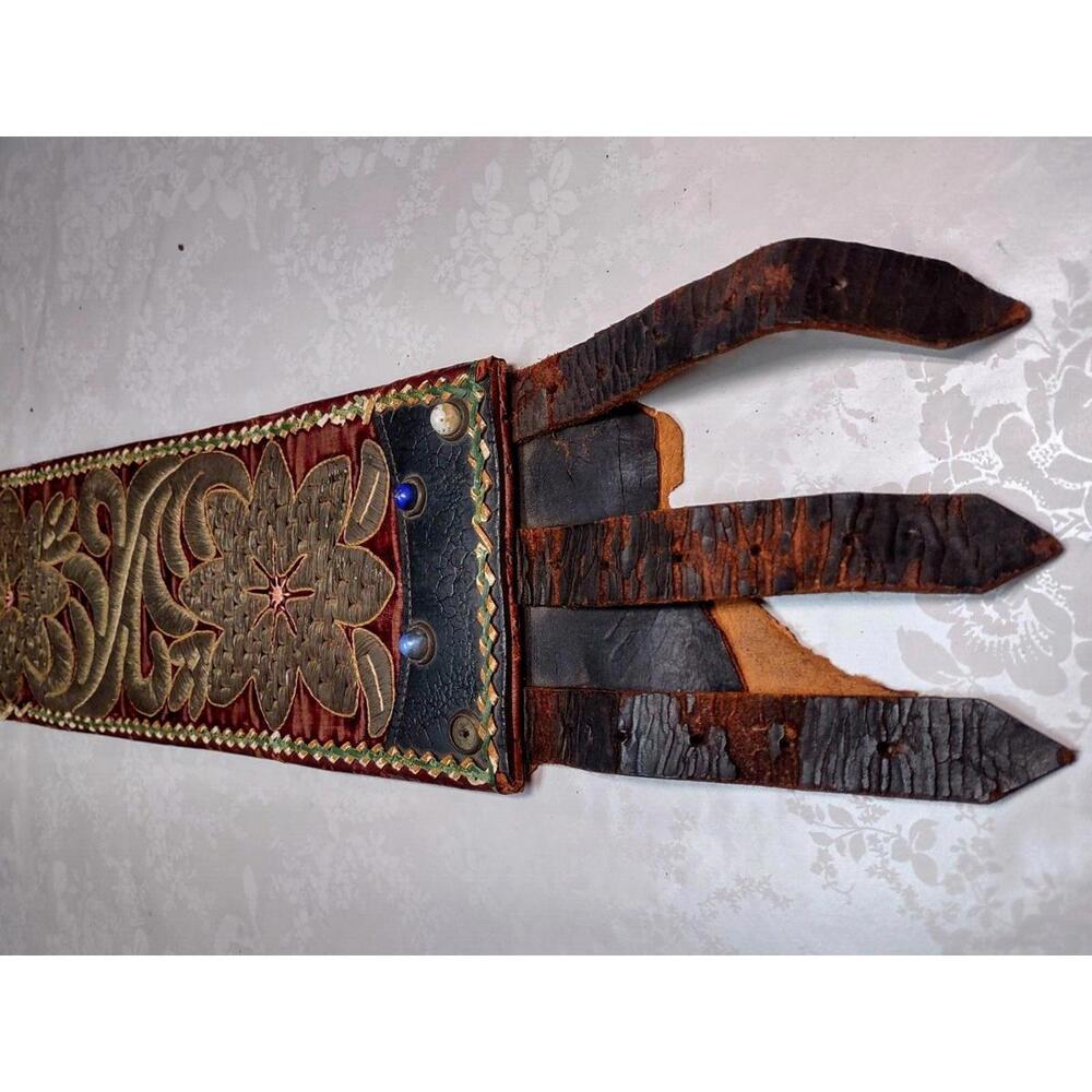 Antique Belt Medieval Renaissance Studded Jeweled Velvet Gold MUSEUM WORTHY - Picture 5 of 16
